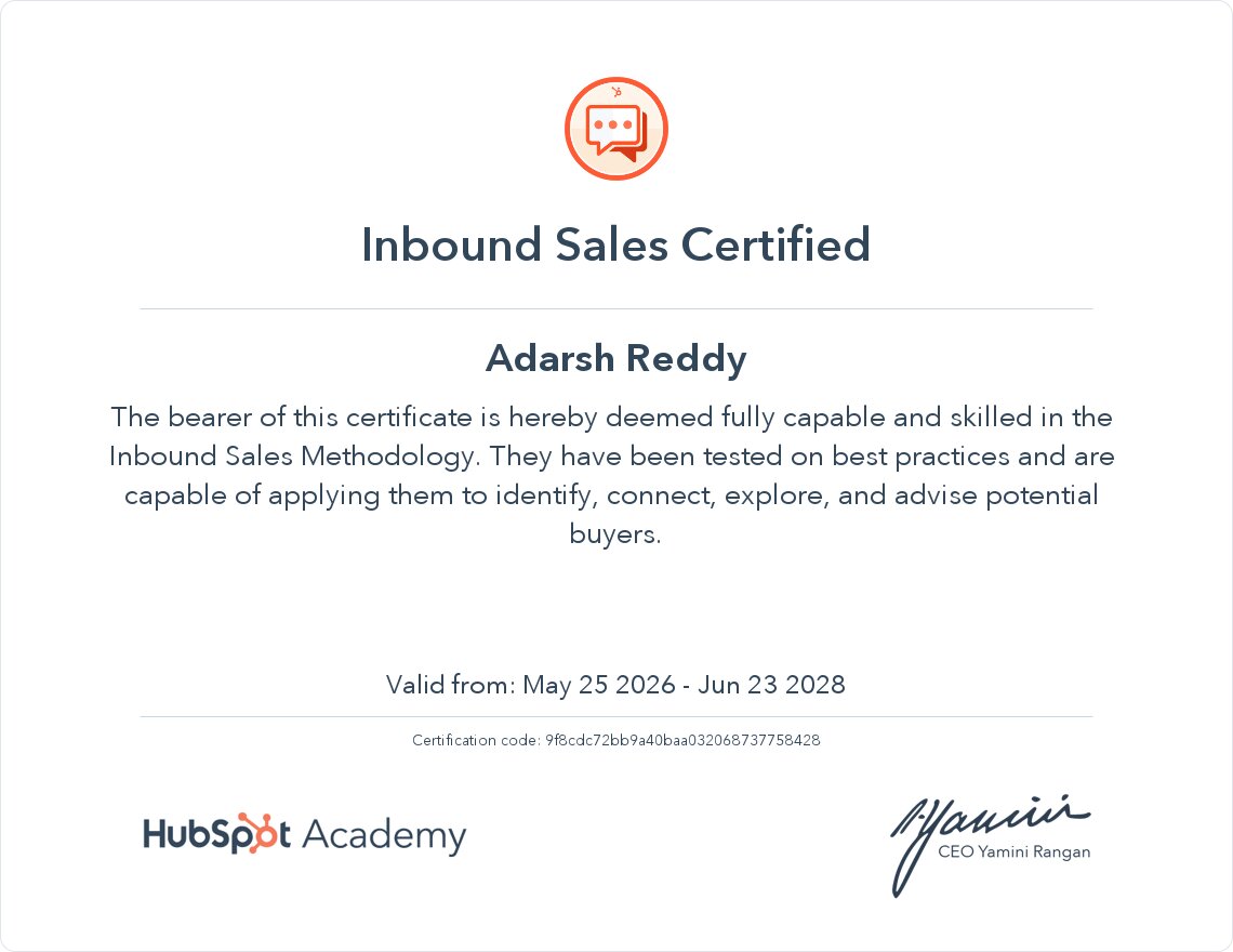 Inbound Sales Certified - HubSpot Academy